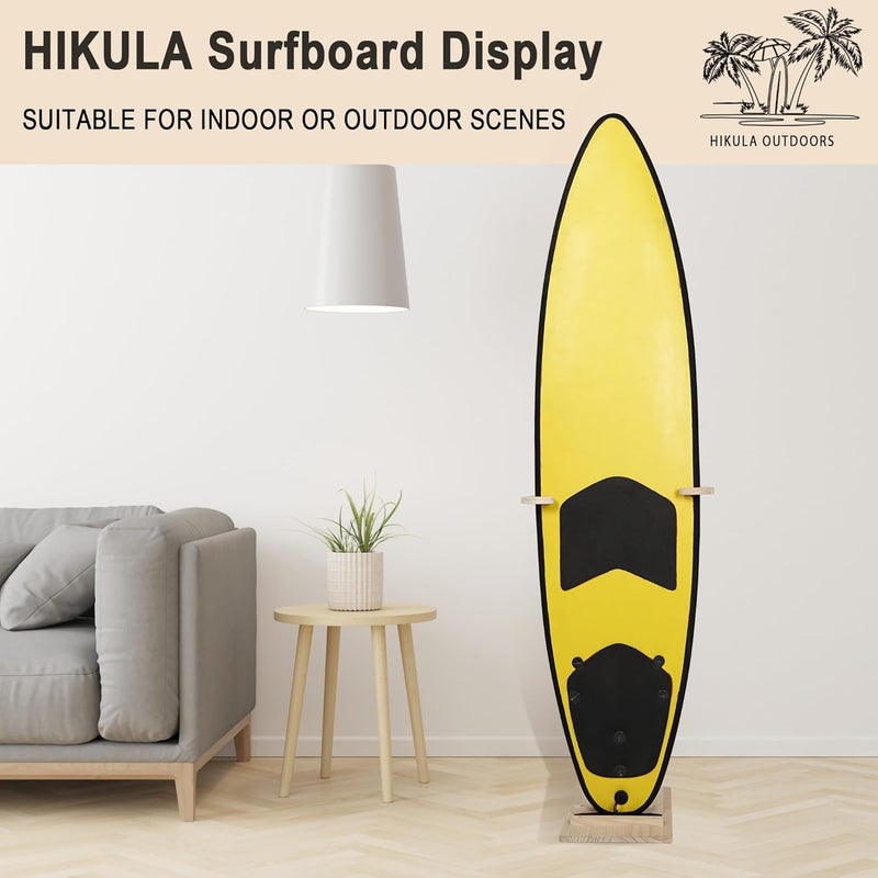HIKULA Surfboard Stand Racks, Indoor Display Stand Shortboard and Longboard Organizer Floor-Standing Design, Storage & Display for Surfboard and Skimboard, Polished Beach Wooden - Image 5